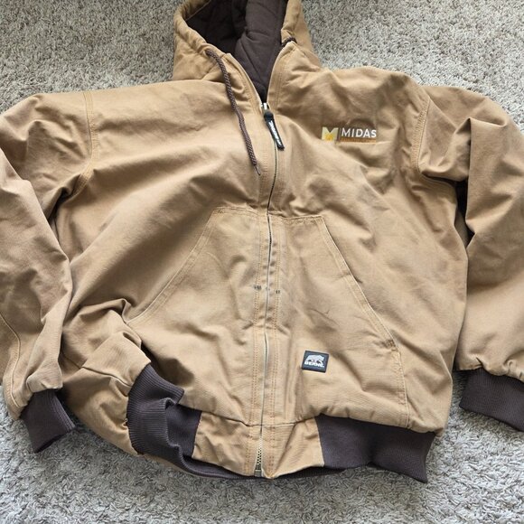 Berne Other - Berne Jacket Mens XL Brown Full Zip Front Pocket Winter Insulated Hooded Logo
